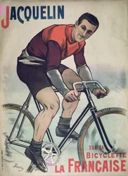 Plakatwerbung für Edmond Jacquelin (1875-1928) auf dem Fahrrad 